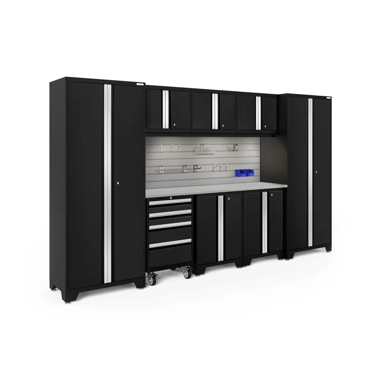 Bold Series 9 Piece Cabinet Set - Black ; Stainless Steel:- Stainless Steel, Black