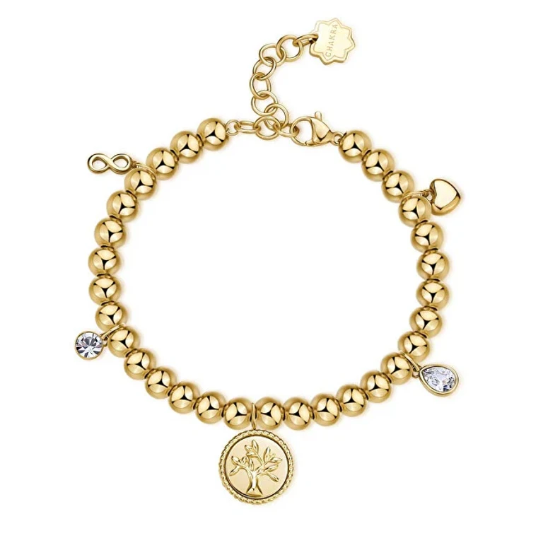 Gold Plated Sphere Bracelet with Chakra Charm BHKB160