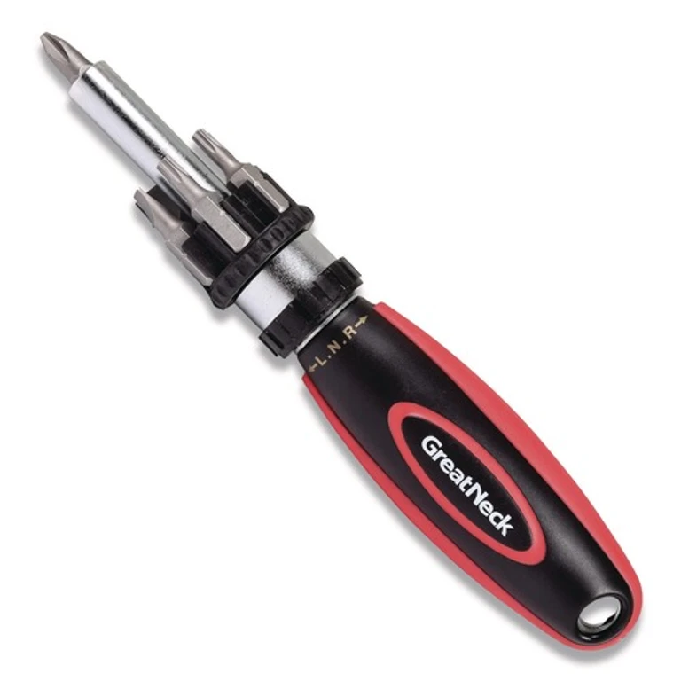 Great Neck 950DE 7 in. Long Phillips/Slotted/Star Bits Ratcheting Screw/Nut Driver Set - Black/Red