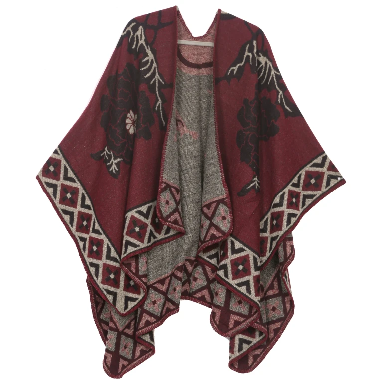 Sakkas Lupe Womens Reversible Poncho Wrap Cape Shawl Sweater Coat Cardigan Pattern