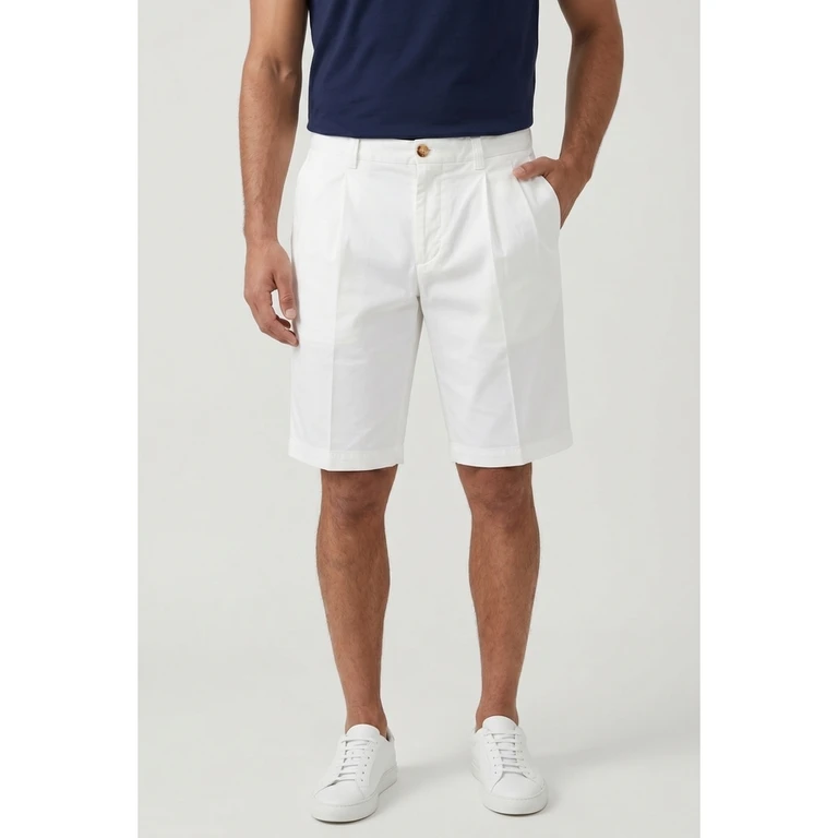 White Cotton Tailored Shorts