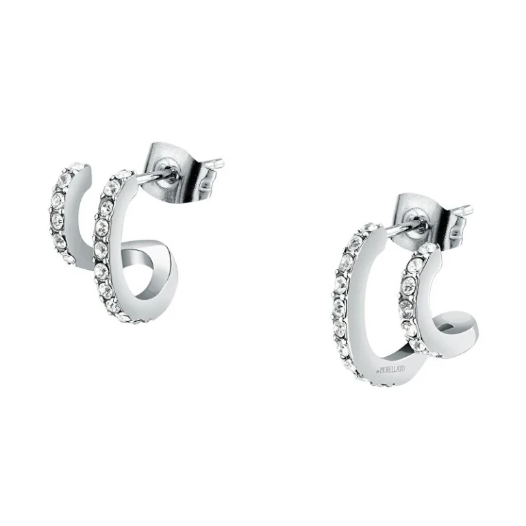 Elegant Hoop Earrings With Crystals Creole Saup16