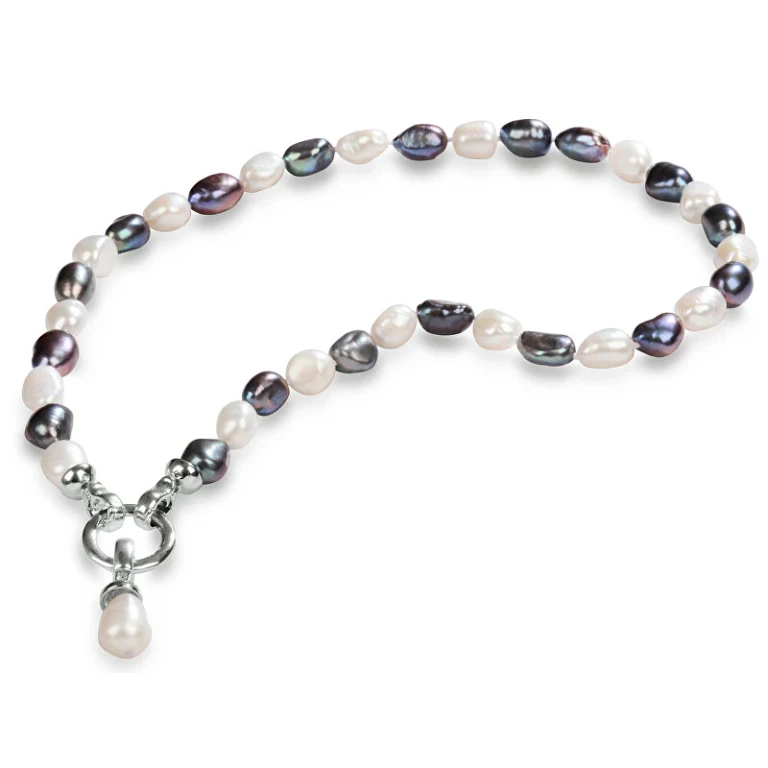 Necklace Made With Real Pearls In Two Tones Jl0316