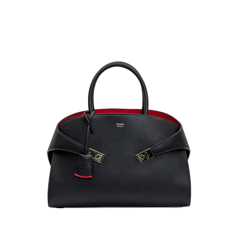 Tote Bag Calf Leather Black