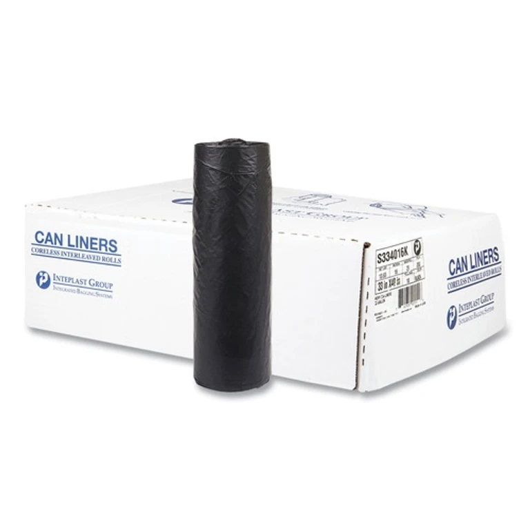 S334016K 33 in. x 40 in. 16 mic 33 Gallon High-Density Commercial Can Liners - Black (250/Carton)