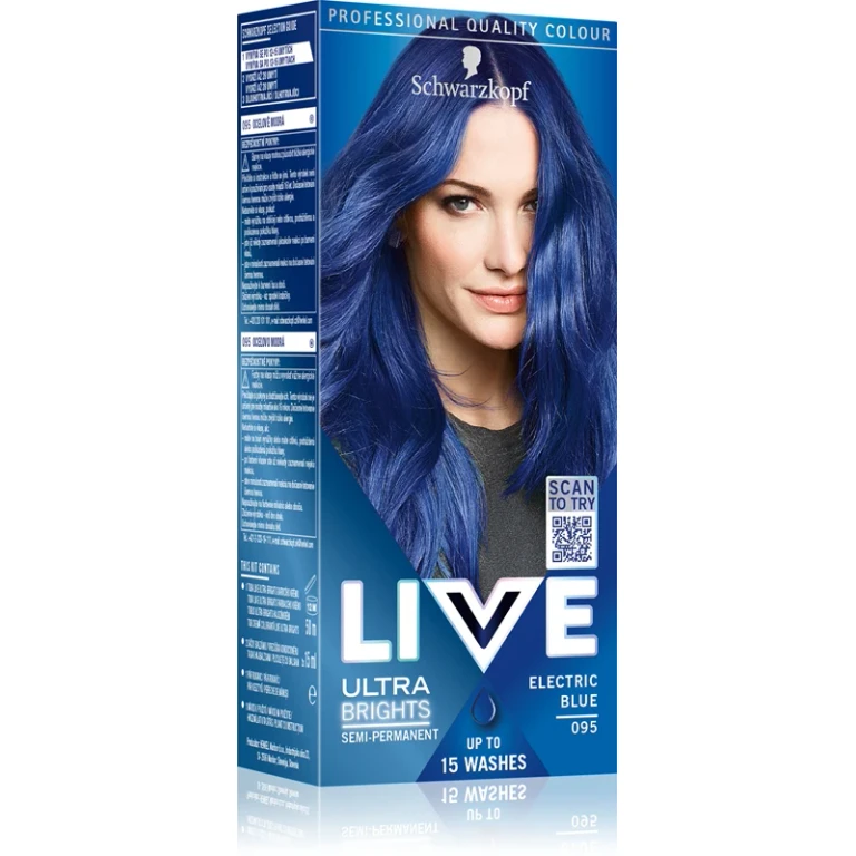 LIVE Ultra Brights or Pastel semi-permanent hair dye color 095 Electric Blue