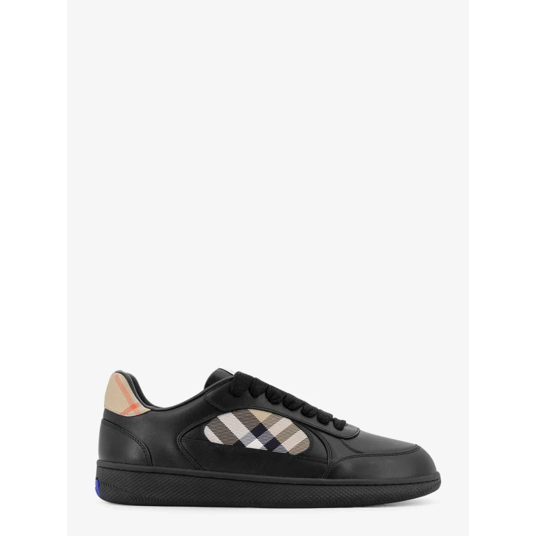 Leather Sneakers With Check Inserts