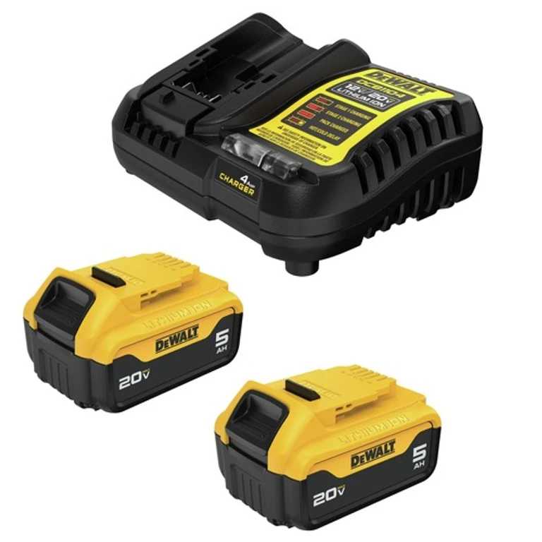 2-Piece 20V MAX Premium Lithium-Ion 5 Ah Batteries with Charger Starter Kit