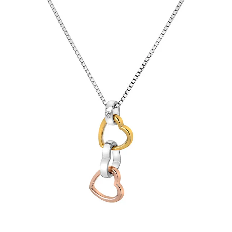 Innamorata Trio Triple Heart Tricolor Necklace Dp836 (Chain, Pendant)