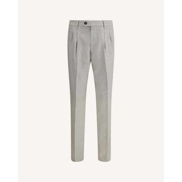 Gray Linen Wool Tailored Trousers