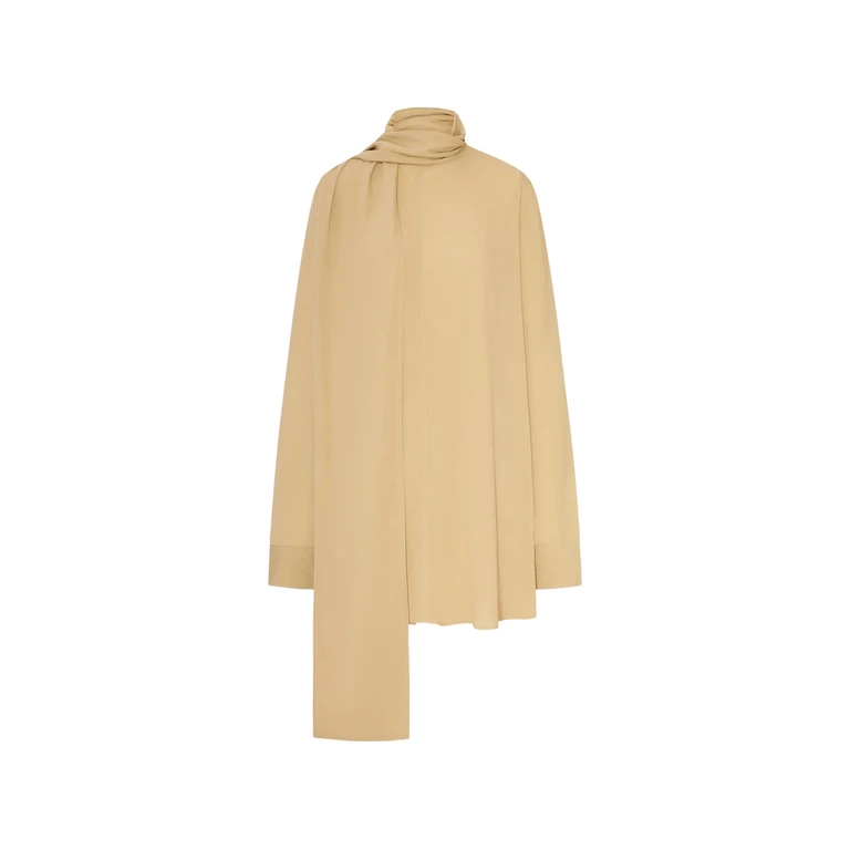 Draped-scarf Blouse