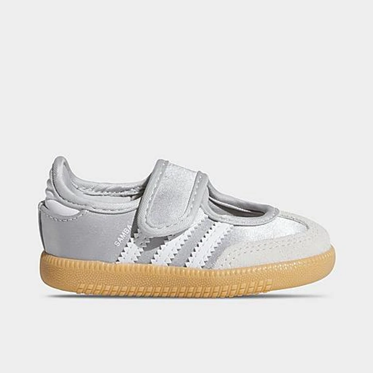 Girls' Toddler Originals Samba Jane Casual Shoes in Silver Metallic/White/Gum Size: 4.0