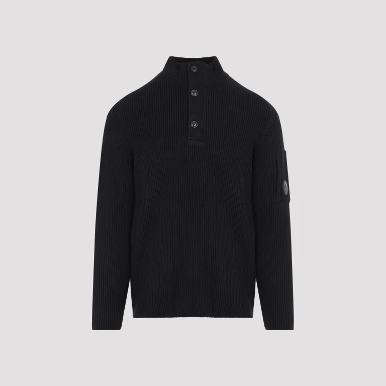 Full Rib Half Button Crewneck