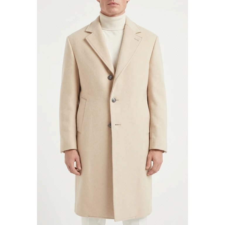 Light Beige Wool Overcoat