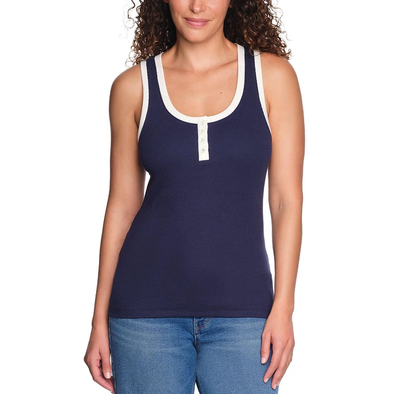 RIBBED TANK TOP - NAVY XS:- Navy - Online Only, XS