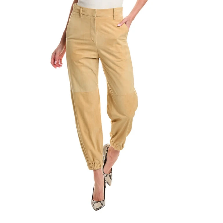Straw Leather Tapered Trousers