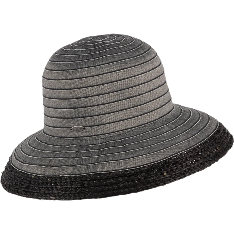 Cuccia Large Cloche Hat in Ribbon with Raffia - Women's