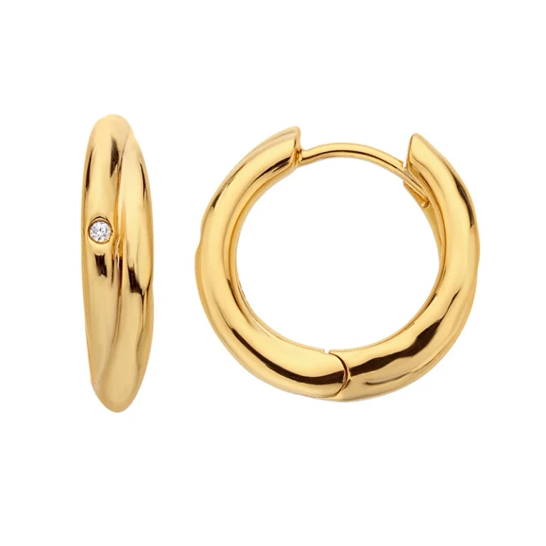 Gold-Plated Hoop Earrings Without Tempo With Diamonds Jac Jossa Soul De812