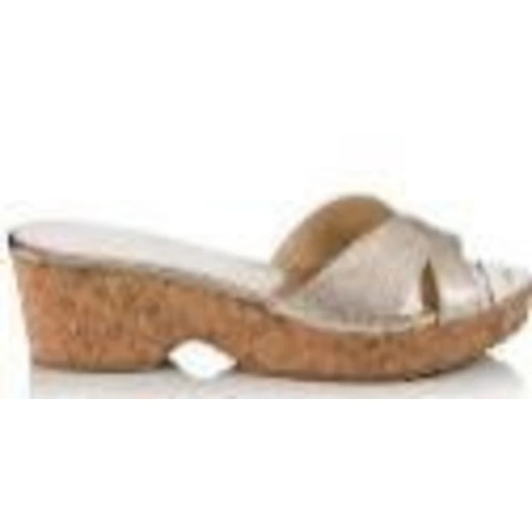 Champagne Panna Glitter Fabric Wedges , Brand Size 34 ( US Size 4 )