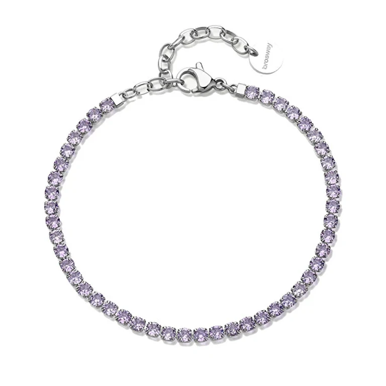 Steel tennis bracelet with purple zircons Desideri BEI103