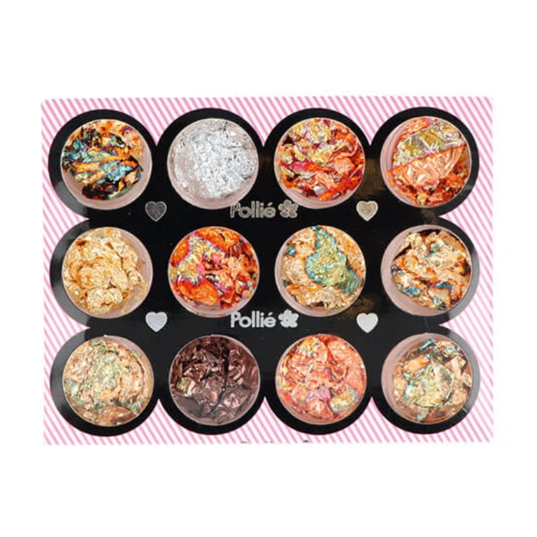 Set Nail Art Gold Leaf 12 Colors 1 pc