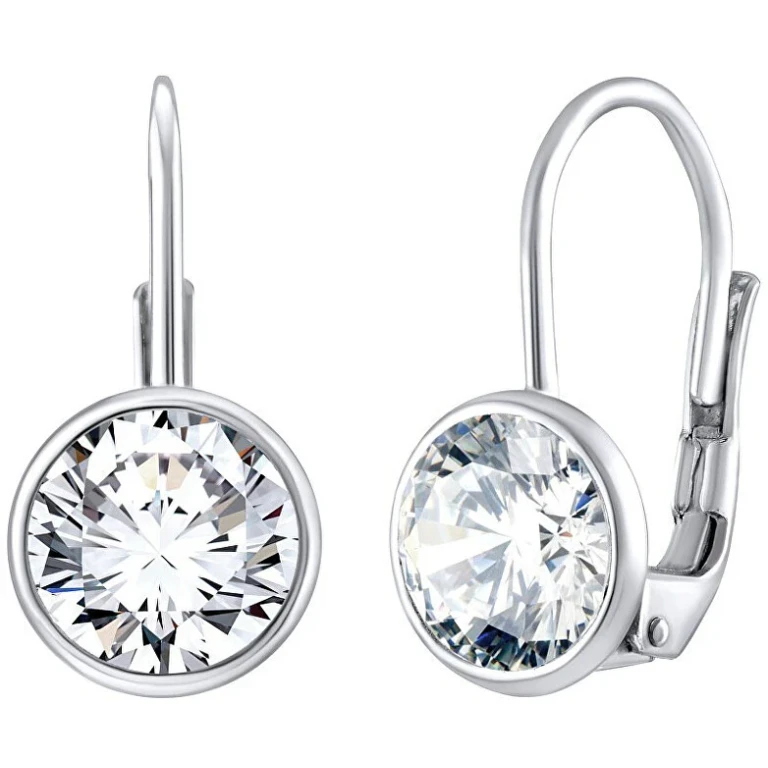 Elegant Silver Earrings with Zirconia Swarovski Transparent Silvegob70607S