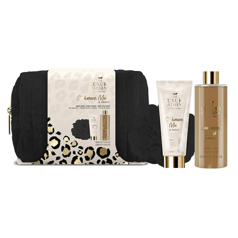 Gift Set for Body Care in Cashmere, Musk, and Amber in Una 3-Piece Pouch