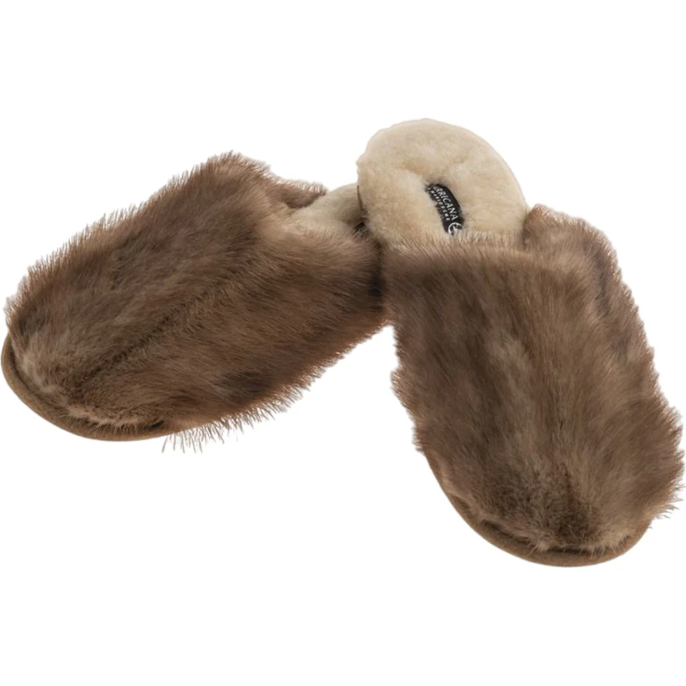 Classic Mink Slippers in Upcycled Fur - Women's