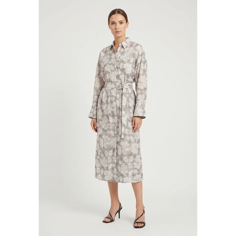 Wolight Grey Silk Shirt Dress
