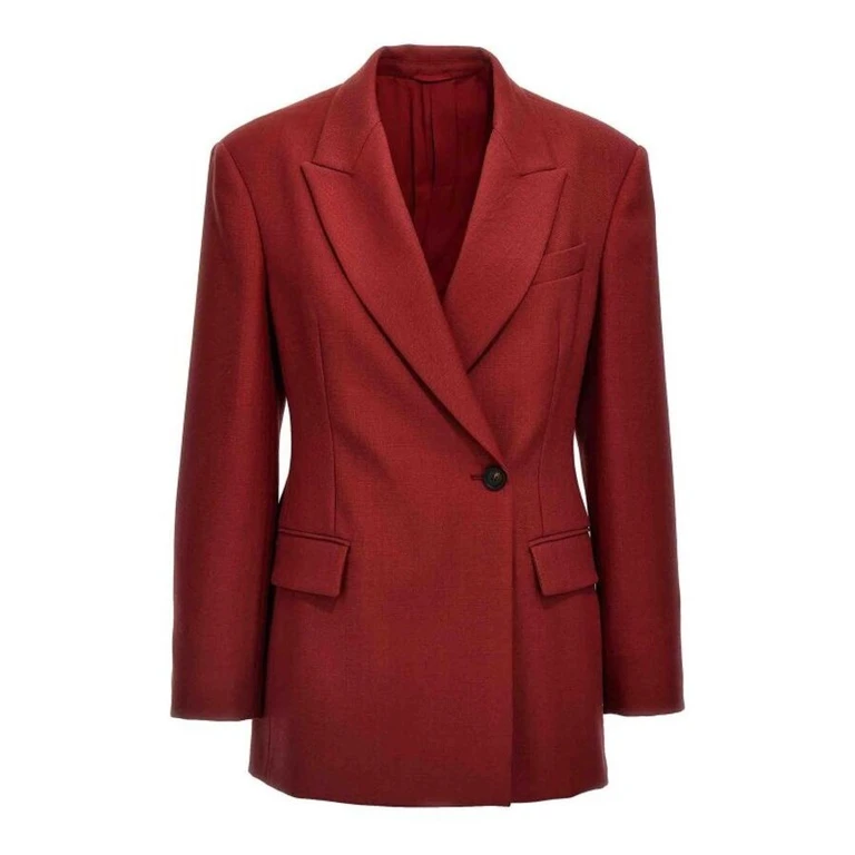 Red Tailored Single-Button Blazer
