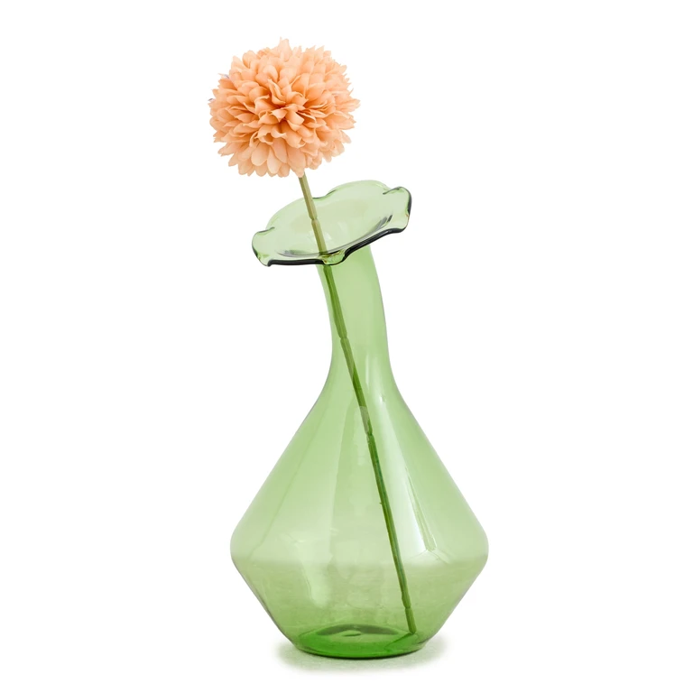Glass Angled Neck Large Vase Green One Size