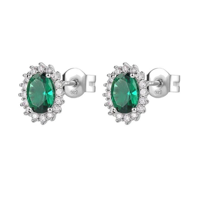 Elegant Silver Earrings Fancy Life Green FLG14