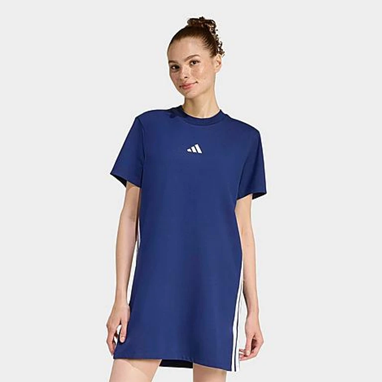 Women's Essentials 3-Stripes T-Shirt Dress in Black/White Size: XXS