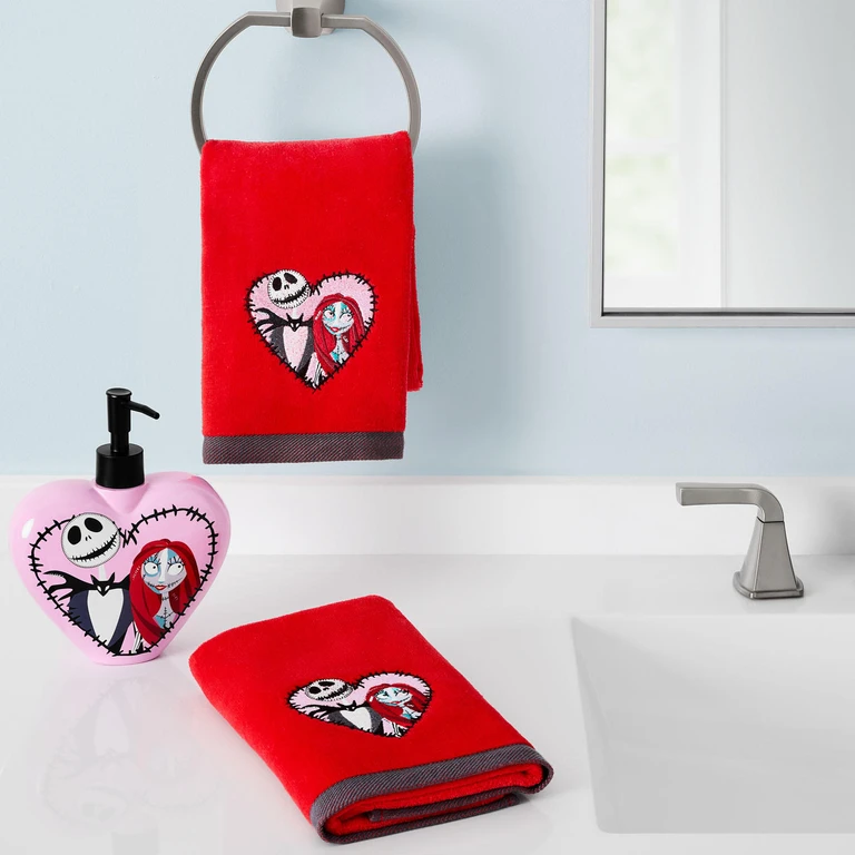NBC Valentine 2-Pack hand Towel & Lotion Pump Set:- Nightmare Before Christmass