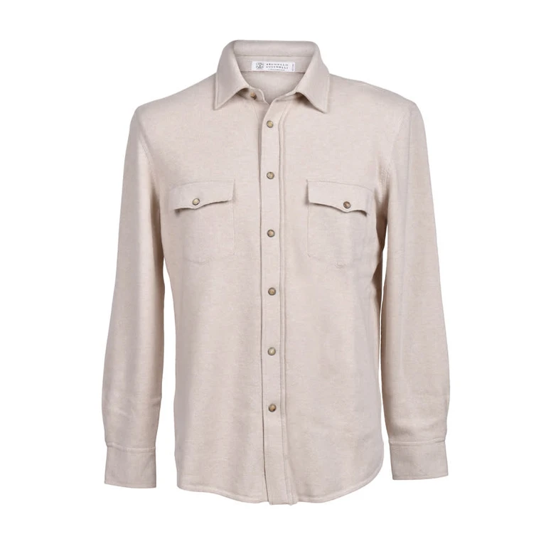 Sand Cashmere Blend Knit Overshirt