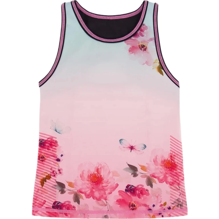 Gradient Pink Printed Athletic Tank Top - Big Girls