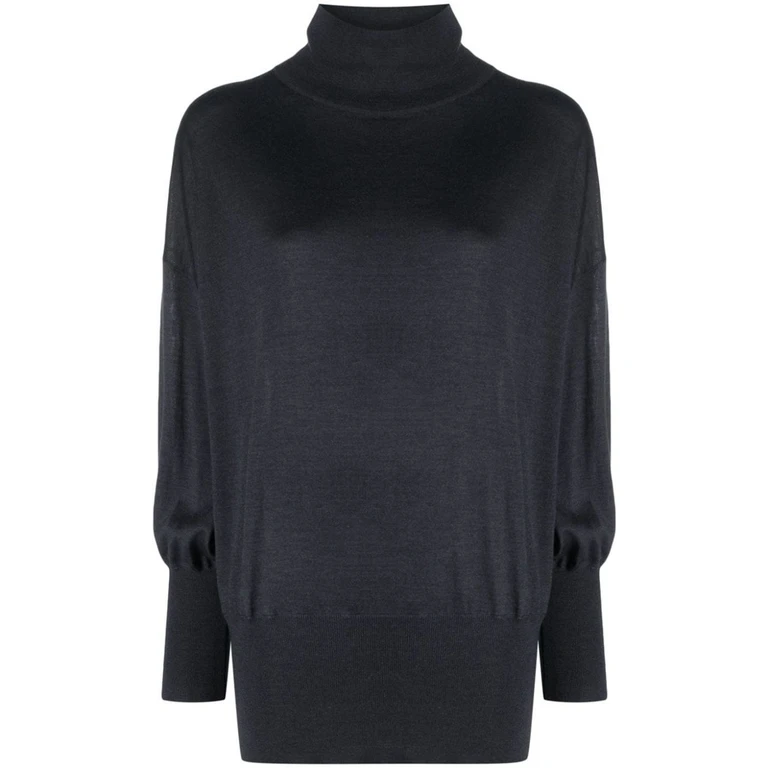 Dark Mock Neck Knit Sweater