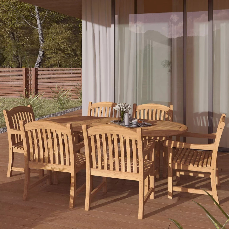 Hayden 7-Piece Outdoor Dining Set (Certified Teak):- 7pc