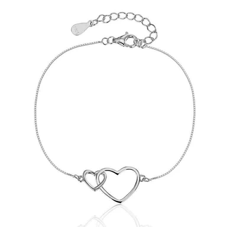 Romantic Silver Bracelet with Joined Hearts Svlb0559Xj60018