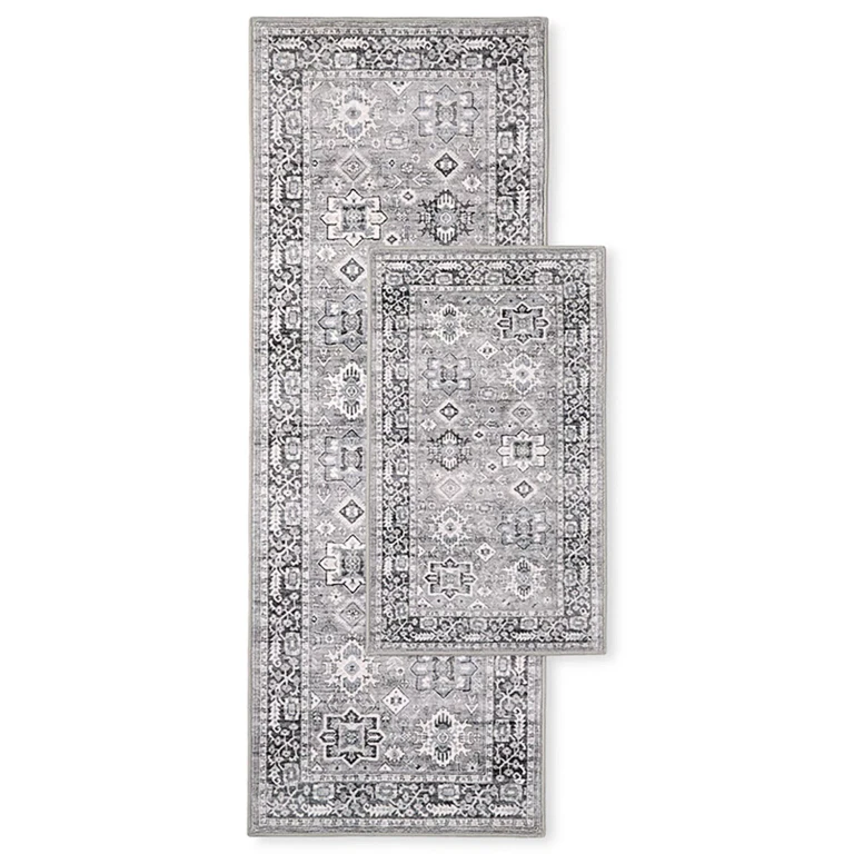 Everwash Washable Accent Rug, 2'x 3'7':- Grey