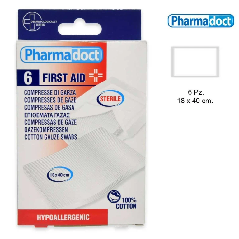 6 sterile gauze compresses 18 x 40 cm