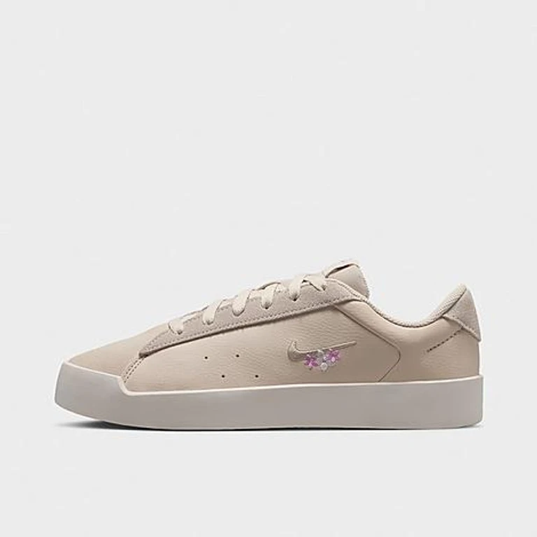Nike Women's Court Heritage SE "Stitched Floral" Casual Shoes in Light Orewood Brown/Phantom/Bleached Lilac Size: 5.0