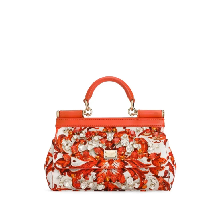 Leather Tote Bag Red/White