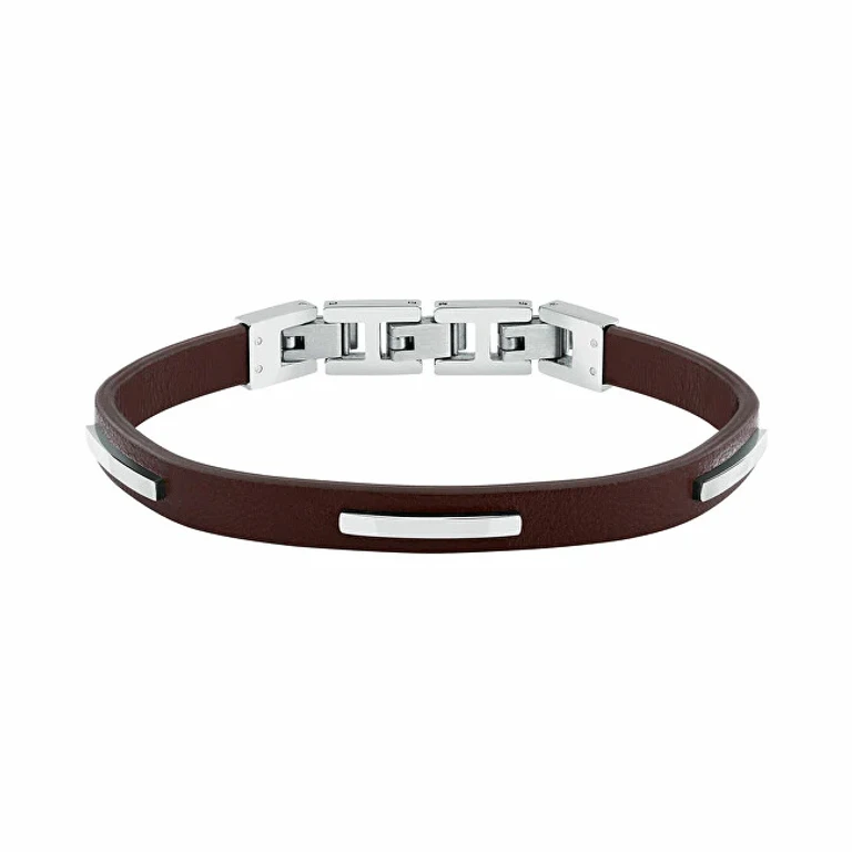 Men's Brown Leather Bracelet T-Leather Tjaxz11