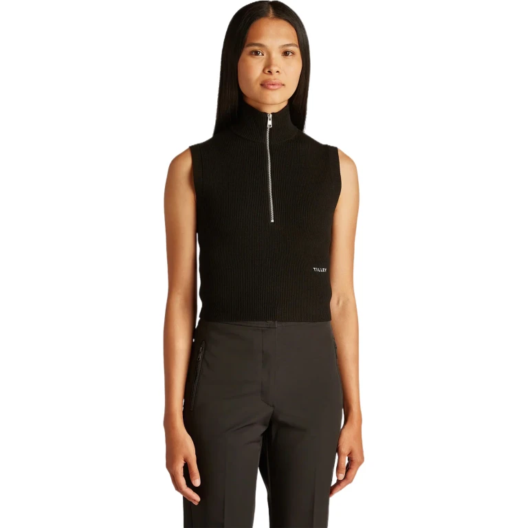 Stretch Merino Sleeveless Turtleneck Top - Women's