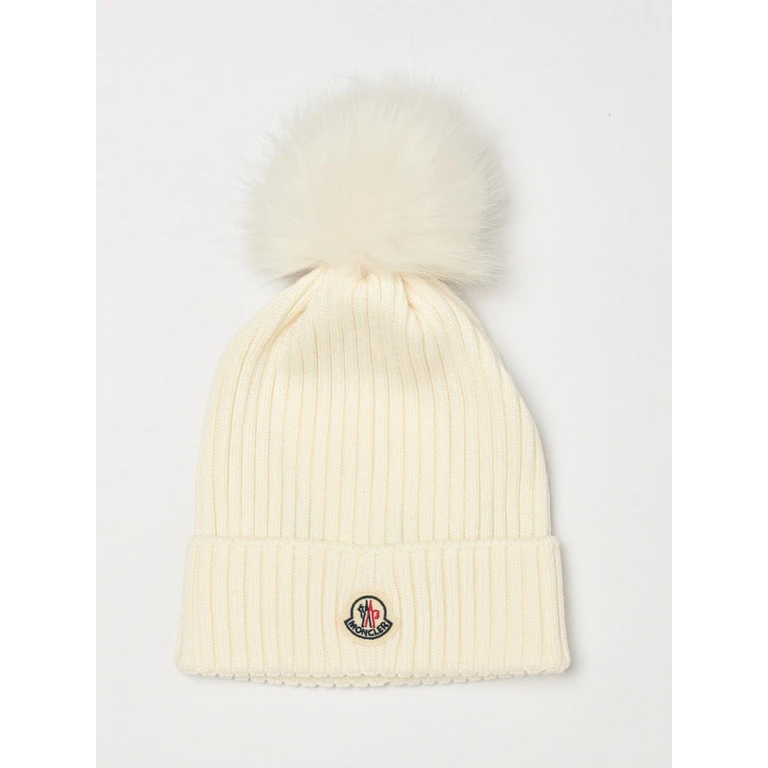 Boy's Ribbed Wool Beanie with Pom-Pom and Logo Patch (3B00007M1131030)