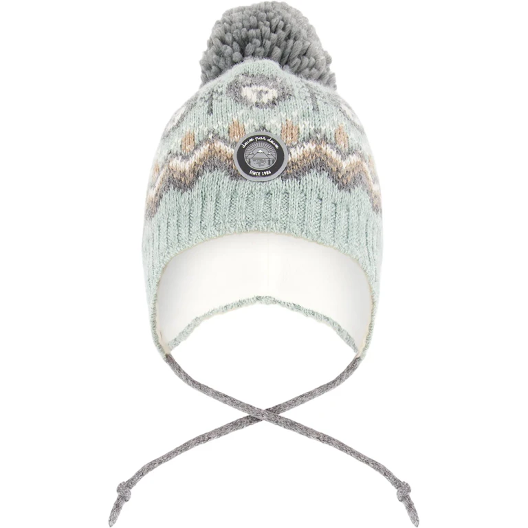 Gray-Sage Lined Peruvian Knit Pompom Hat - Little Boy