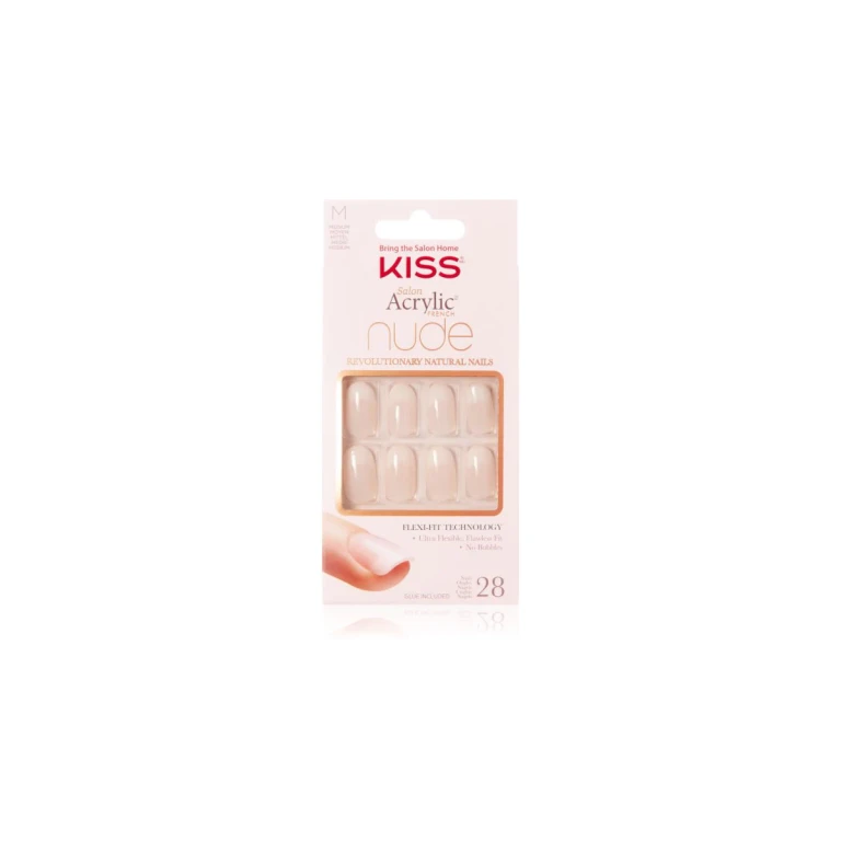 Salon Acrylic French Nude Nails 64267 ( 28 pieces ) - French manicure acrylic nails for a trendy look naturale