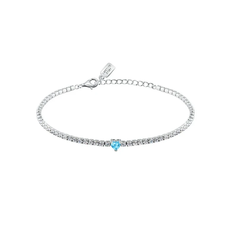 Silver Tennis Bracelet With Blue Heart Lps05Awv44