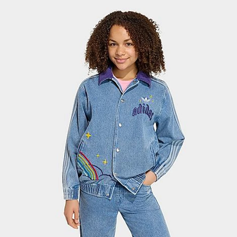 Girls' Big Kids Originals x Care Bears Loose College Jacket in Light Denim Size: XS